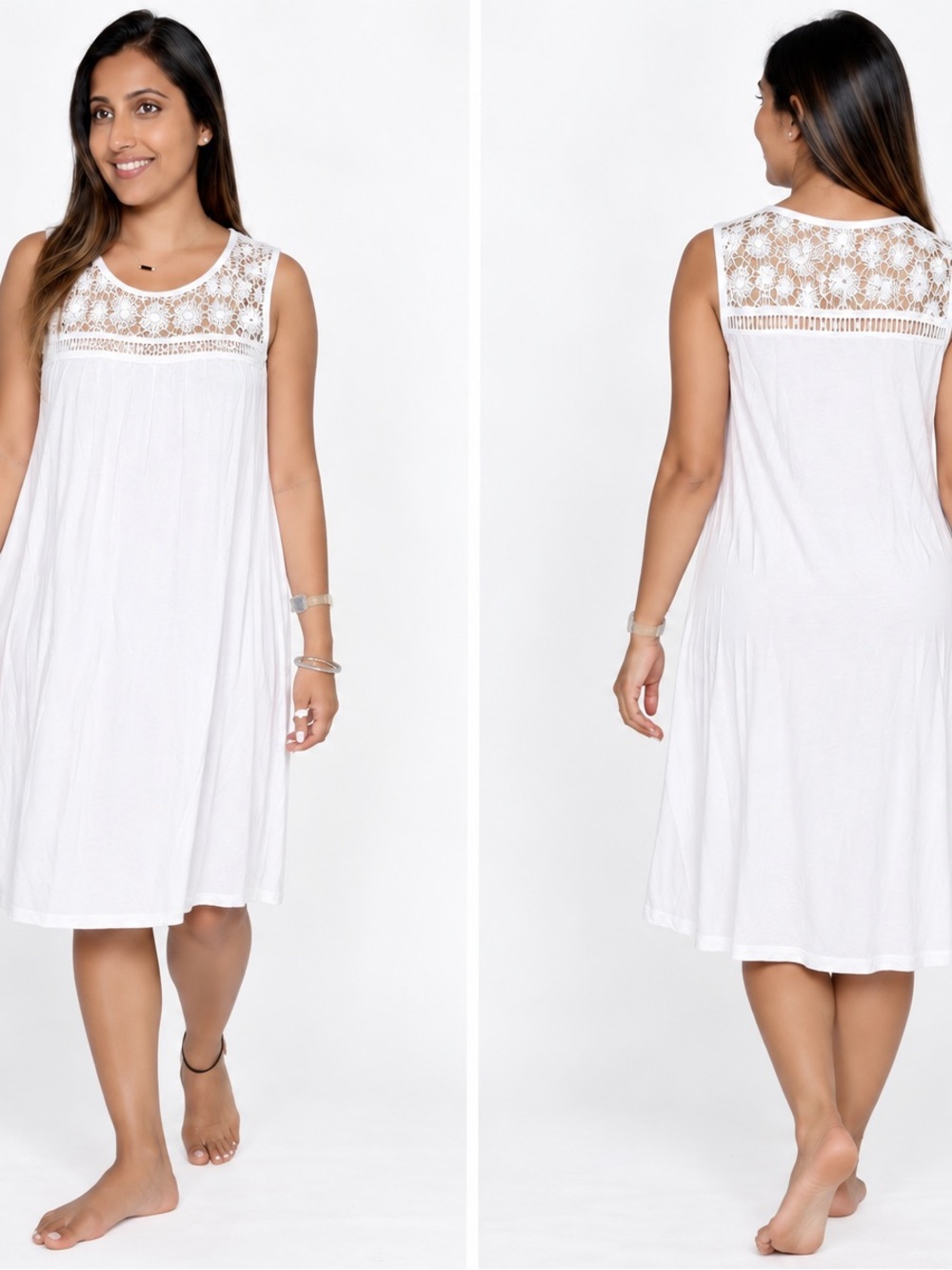 Calvin Klein Women Size 10 White Lace Crochet Beach Swim Cover Up Midi Dress